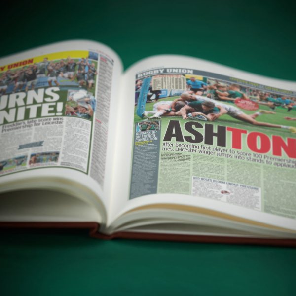 history of the Leicester Tigers rugby team newspaper book